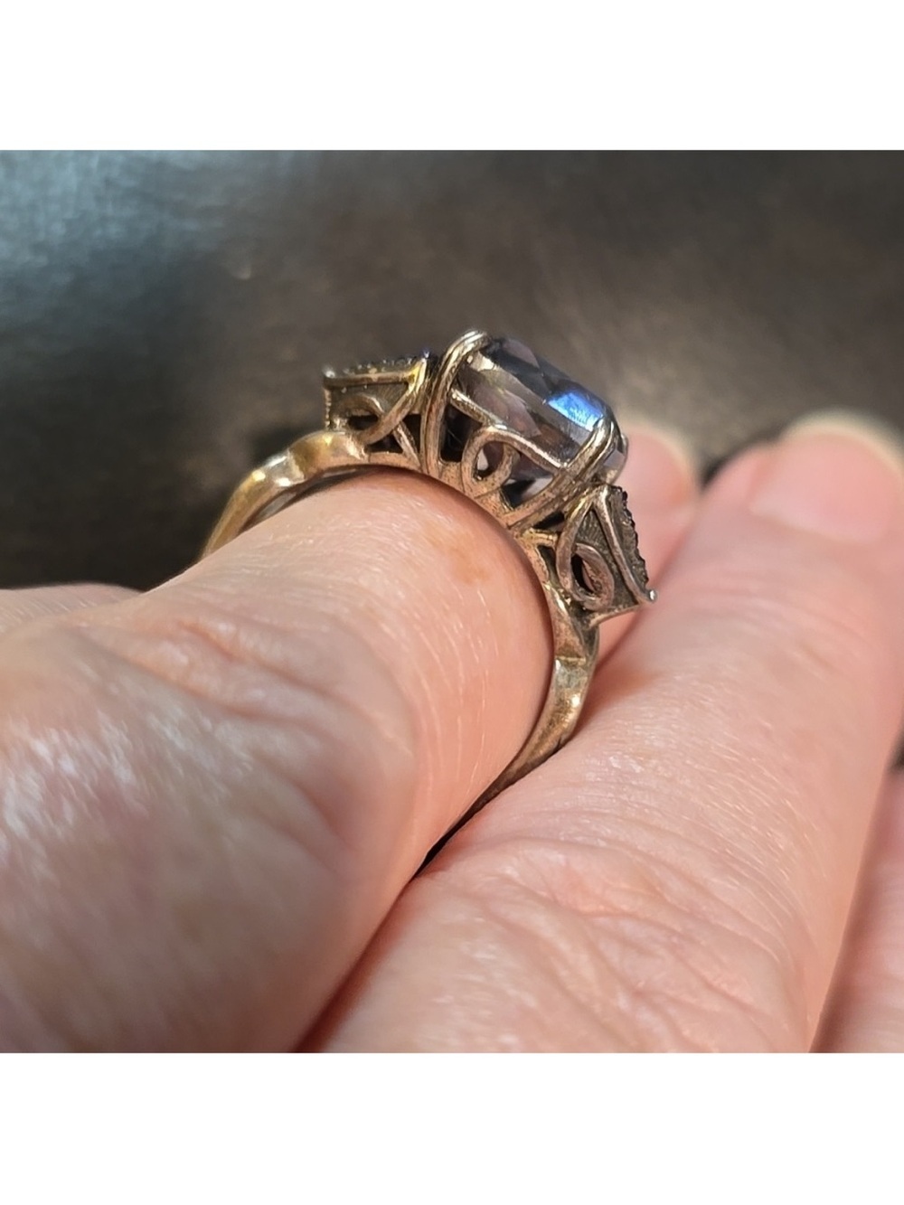 Mystic Topaz Cushion Cocktail Ring in Blue-Purple - Picture 6 of 9